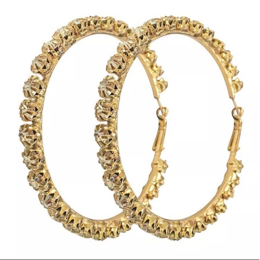 💎NEW 18K Yellow Gold Diamond Hoop Earrings - Picture 5 of 5